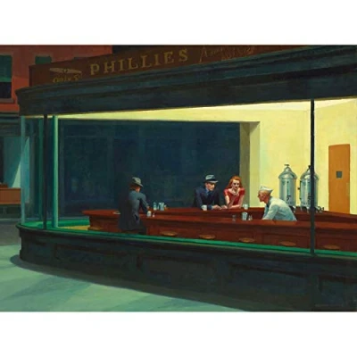 Image of Fine Art Prints Edward Hopper Nighthawks Iconic Painting Unframed Wall Print Poster Home Decor Premium,16 x 12 inches