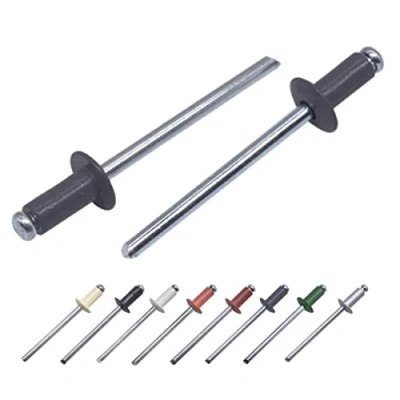 Image of (Pack of 100 pcs) Painted Blind Rivets 4.0 x 8 mm, Dome Head, DIN 7337, Aluminum Rivet and Steel Mandrel, Pop (100, Graphite Grey RAL 7024)