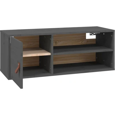 Image of vidaXL Wall Cabinet Grey 80x30x30 cm Solid Wood Pine