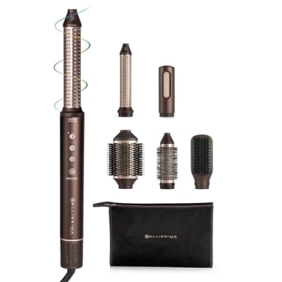 Image of Bellissima Prodigy 6 in 1 Auto Curling Air Styler &amp; Hair Dryer, Wrap, Ceramic Tech, attachments for Styling, Straightening Blow Drying All Types, Digital Heat Control, Beauty Bag