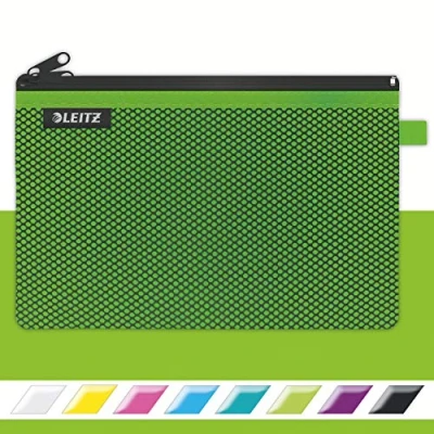 Image of Leitz Wow 2 Pocket Pencil Case, Nylon Zip, Washable, Ideal Storage, Large (23x15cm) Green