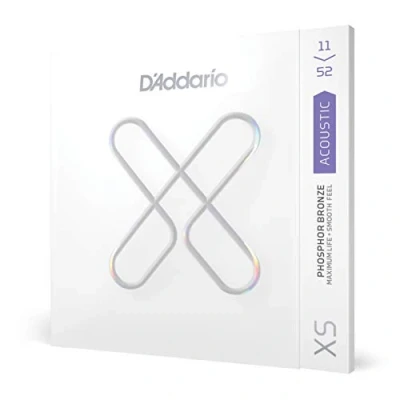 Image of D&#039;Addario Guitar Strings XS Phosphor Bronze Coated Acoustic XSAPB1152 Greater Break Strength with Tuning Stability For 6 String Guitars 11 52 Custom Light