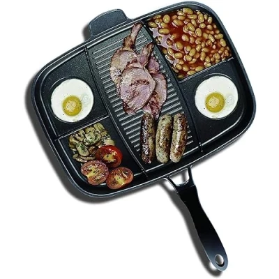 Image of InGenious Lazy Man Frying Pan Multi Hob Cooker 5 in 1 Breakfast Cooking Skillet
