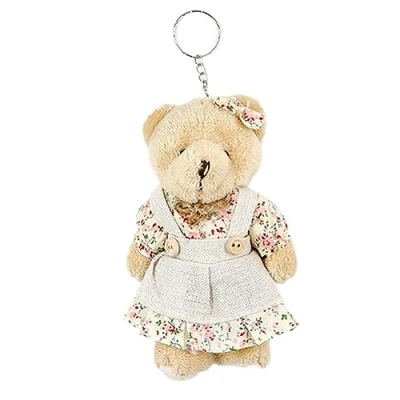 Image of xbiez Tiny Soft Stuffed Bear Keychain Fluffy Animals Keyring Pendant Purse Backpack Handbag Charm Key Holder for Kids Couple