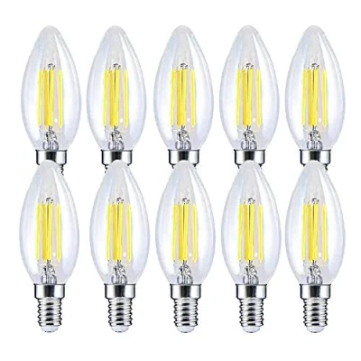 Image of BANGSHUO Pack 10 E14 Vintage Candelabra LED Bulbs 4W C35 400 Lumens Cool White 6000K Chandelier Light 40W Equivalent,C35 Filament Candle Bulb No Dimmable