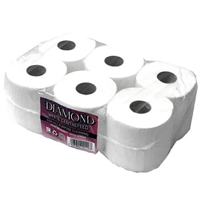 Image of 18 Pack White Diamond Centre Feed for Multi Purpose Cleaning Super Absorbent 2 Ply 65M Rolls Kitchen Paper Towels