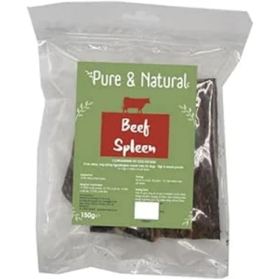 Image of Pure &amp; Natural Beef Spleen Hypoallergenic Dog Treats with Vitamins, Minerals, High Protein, Chews Long Lasting 150g Bag