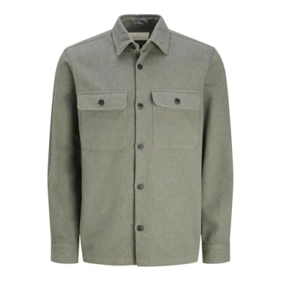 Image of JACK &amp; JONES Men&#039;s Jprraymond Melange Solid LS Overshirt Sn Long Sleeve Shirt, Cypress/fit: Comfort fit, XXL