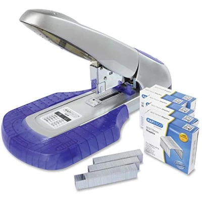 Image of Rapesco 1278 AV 69 Heavy Duty Stapler with Work Platform &amp; 5000 923/15 mm (Type 23) Staples, Silver/Purple