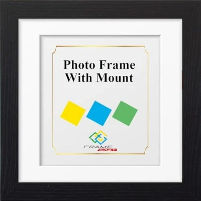 Image of Frame EAZY Square Black Photo Picture With White Mount Comes Safe Perspex Front &amp; Wall Hanging Hooks 18&quot;x18&quot; Pic Size 16&quot;x16&quot;