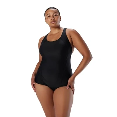 Image of Speedo Women&#039;s Conservative Ultraback One Piece W/Princess Seam Swimsuit, Black, 16 UK