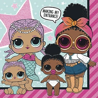 Image of Unique Party 79112 6.5&quot; LOL Surprise Paper Napkins, Pack of 16
