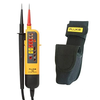 Image of Fluke T90 Voltage &amp; Continuity Tester LED, Audible, Two Pole, AC/DC, Built in Phase Rotation Indication and RCD Functionality with H3 Holster from Testermans, a Approved Distributor.