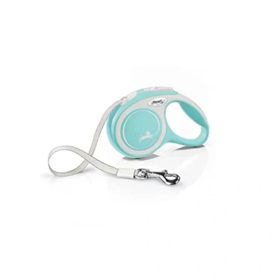Image of Flexi New Comfort Tape Grey &amp; Light Blue Extra Small 3m Retractable Dog Leash/Lead for dogs up to 12kg/26lbs