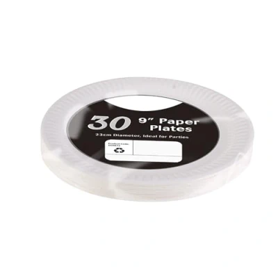 Image of 1ABOVE 30 Pack of 9 inch Disposable Paper Plates, 23cm White Plates Perfect for Everyday use, Ideal BBQ&#039;s, Parties and Events