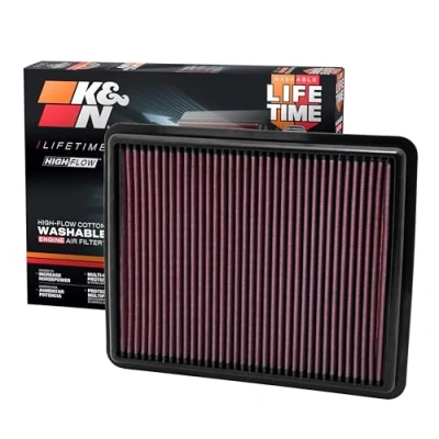 Image of K&amp;N Replacement air filter compatible with Hyundai Azera 3.3 / Santa Fe 2.4, 3.5 Sonata 2.0, 2.4 Kia Cadenza Optima 1.7D Sorento 2010 2016 (33 2448), Heather Red