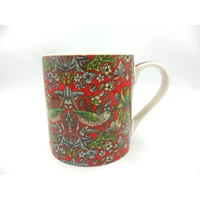Image of Jumbo China Mug in William Morris red Strawberry Thief Design.