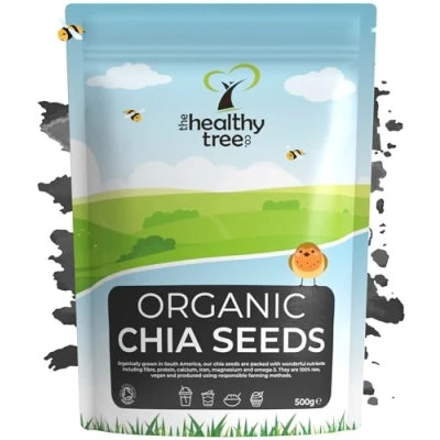 Image of Organic Raw Chia Seeds by TheHealthyTree Company High in Omega 3, Fibre, Protein, Calcium and Magnesium Gluten Free Vegan (500g)