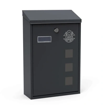 Image of Faboer Wall Mounted Post Letterbox, Mailbox, Postbox, Copper Lock Cylinder with Swivel Cap, Viewing Windows, Nameplate, Easy to Install, 9.5 x 25 40 cm, Anthracite Grey