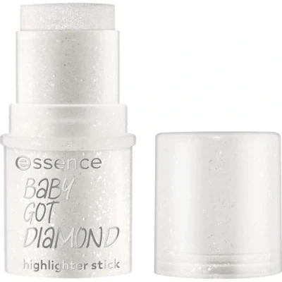Image of Essence Baby Got Diamond Highlighter Stick, Silver, Shiny, Shimmering, Glitter, Vegan, Perfume, No Preservatives, Parabens, Pack of 1 (5.4 g)