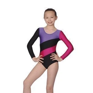 Image of Roch Valley Hop Gymnastics Leotard Black/Purple/Raspberry 122 128cm (Age 7 8) 1B