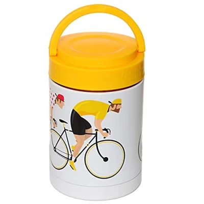 Image of Puckator Cycle Works Bicycle Insulated Hot &amp; Cold Lunch Pot, Reusable Leakproof Thermal Travel Food Storage, 500ml, Stainless Steel BPA Free PVC, Multicolour