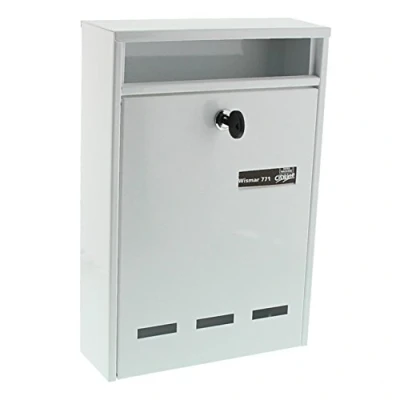 Image of BURG WÄCHTER, Group Mailbox, A5 Letter Slot, Galvanized Steel, Wismar 771 W, White