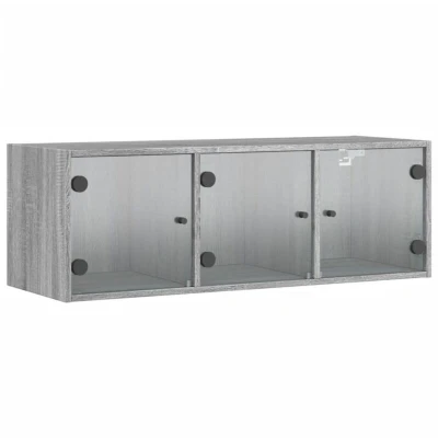 Image of vidaXL Wall Cabinet with Glass Doors Grey Sonoma 102x37x35 cm