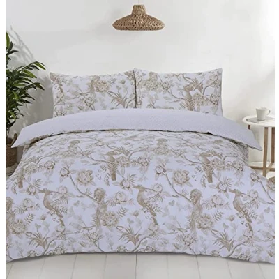 Image of Night Comfort Percale Duvet Cover Set with Pillowcase Luxury Cotton Blend Reversible Quilt Bedding (Beige, King)