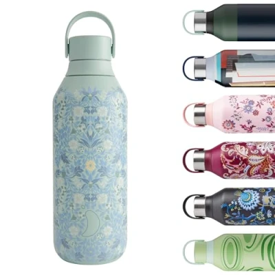Image of Chilly&#039;s Series 2 Water Bottle Stainless Steel Thermal Bottles with Double Wall Vacuum, Soft Collar &amp; Carry Loop Eleni, 500ml