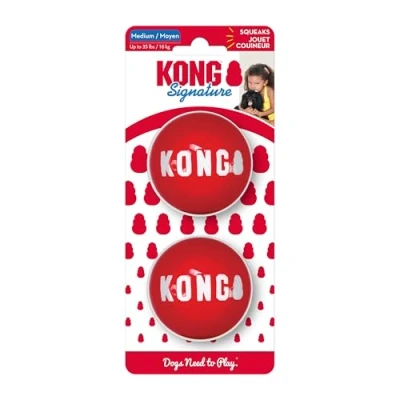 Image of KONG Signature Balls 2 Pack Durable Ball For Chasing and Retrieving Medium Dogs