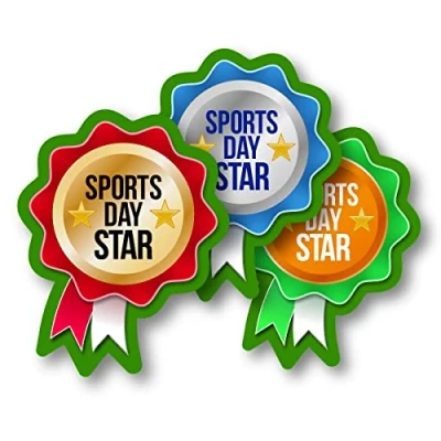 Image of 54 Sports Day Rosette Reward Stickers for Teachers, Parents and Schools