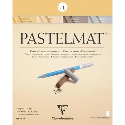 Image of Clairefontaine Ref 96115C Pastelmat Pastel Card Pad No.5 (12 Sheets) 360gsm 30 x 40cm Assorted Colours Specially Formulated For Use With Pastels