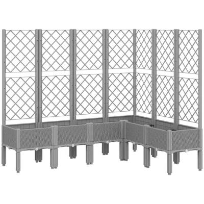 Image of vidaXL Garden Planter with Trellis Light Grey 160x120x142 cm PP