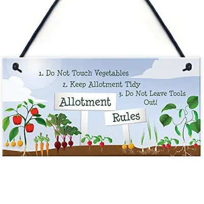 Image of RED OCEAN Allotment Rules Sign Garden Summerhouse Shed Mum Nan Dad Grandad Gift Plaque