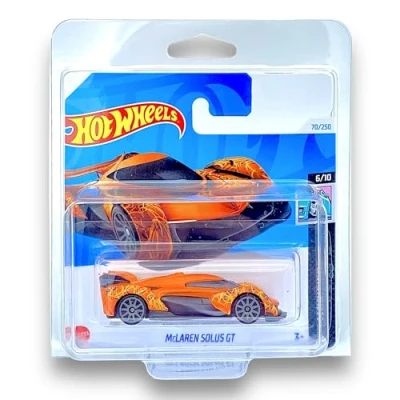 Image of Hot Wheels McLaren Solus GT (Orange) 6/10 HW Modified 2024 70/250 (Short Card) COMES IN A GENUINE KLAS CAR KEEPER PROTECTOR CASE HTD14