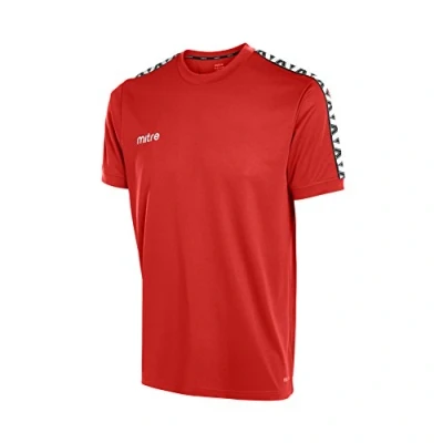 Image of Mitre Delta Football Training T Shirt Scarlet/White, X Small/32 34 Inches