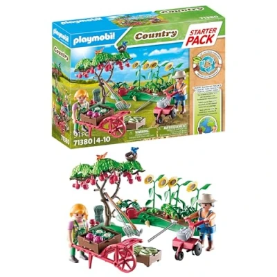 Image of Playmobil 71380 Country Vegetable Garden Starter Pack, organic farm, sustainable toy, fun imaginative role play, playsets suitable for children ages 4+