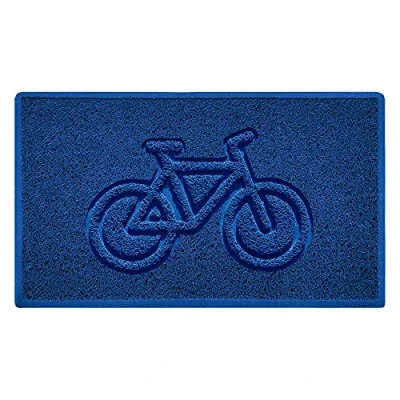 Image of Nicoman Bike Embossed Shape Door Mat Dirt Trapper Washable Barrier Doormat (Use Indoor or Sheltered Outdoor) (75x44cm/29.5x17.3inches,Medium) Blue