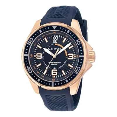 Image of Nautica Men&#039;s NAPKMF302 KOH May Bay Blue Silicone Strap Watch, Blue, Modern