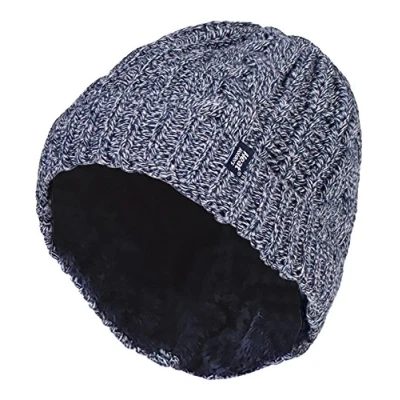 Image of HEAT HOLDERS Ladies Warm Fleece Lined Insulated Turn Over Cuff Cable Knit Thermal Winter Beanie Hat (One Size, Blue (TOR))