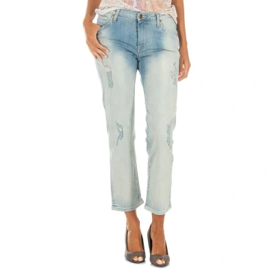 Image of Met Womens Long denim pants with straight hem cut 10DBF0231 woman Blue Cotton Size 27 (Waist)