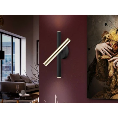 Image of Varas Integrated LED Wall Light, Glossy Gold, Matt Black