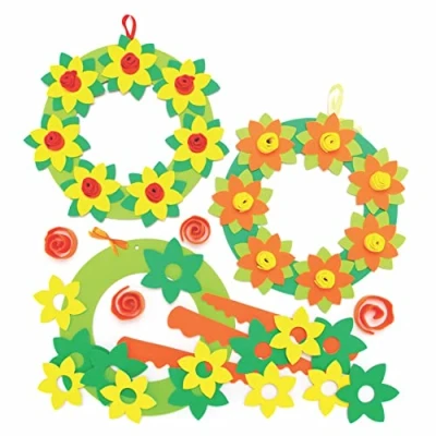 Image of Baker Ross Daffodil Wreaths Pack of 3, Easter Crafts for Kids (AX865)