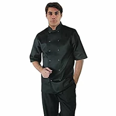 Image of Whites Chefs Clothing A439 XS Vegas Poly Cotton Short Sleeve Jacket, Black, X Small
