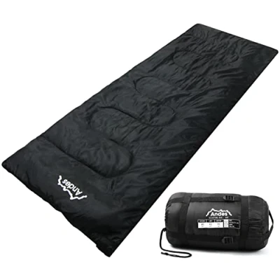 Image of Andes Palermo 250 2 Season Camping Envelope Sleeping Bag Black