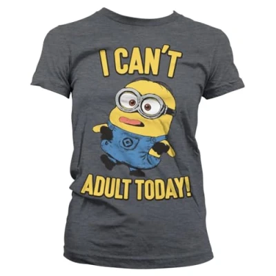 Image of MINIONS Officially Licensed I Can&#039;t Adult Today Women T Shirt (Dark Heather), M