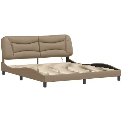 Image of Bed Frame with led without Mattress &#039;Hvar&#039; Cappuccino 180x200 cm Super King&#039; Vidaxl