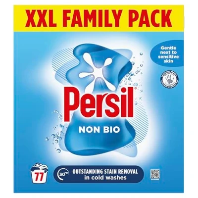 Image of Persil Non Bio Washing Powder XXL Family Pack gentle next to sensitive skin for outstanding stain removal in cold washes 77 (3.85 kg)