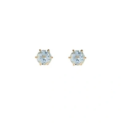 Image of 9ct yellow gold 3mm sky blue topaz stud earrings. Gift box